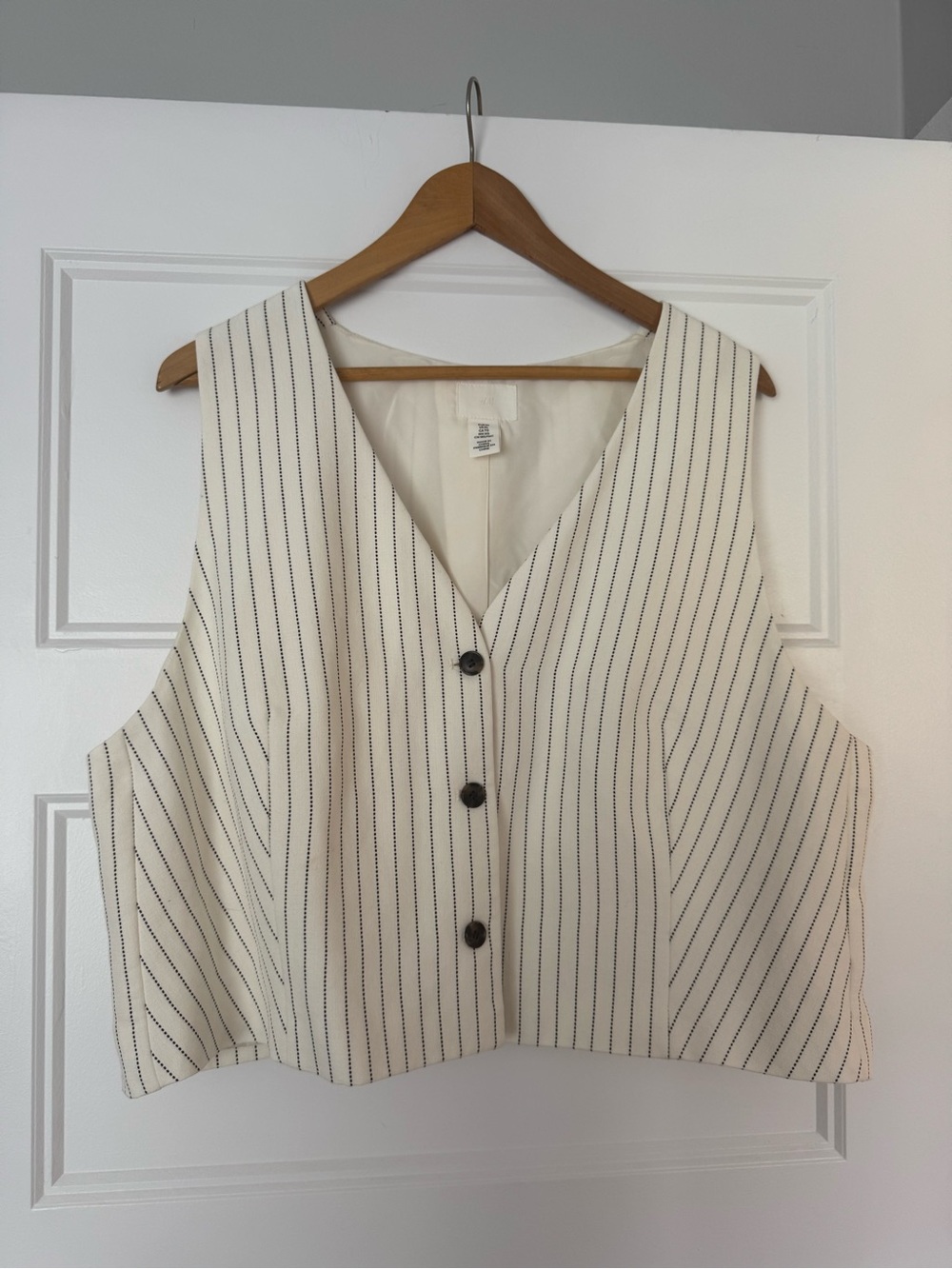 H&M Cream Pinstripe Button-Front Vest